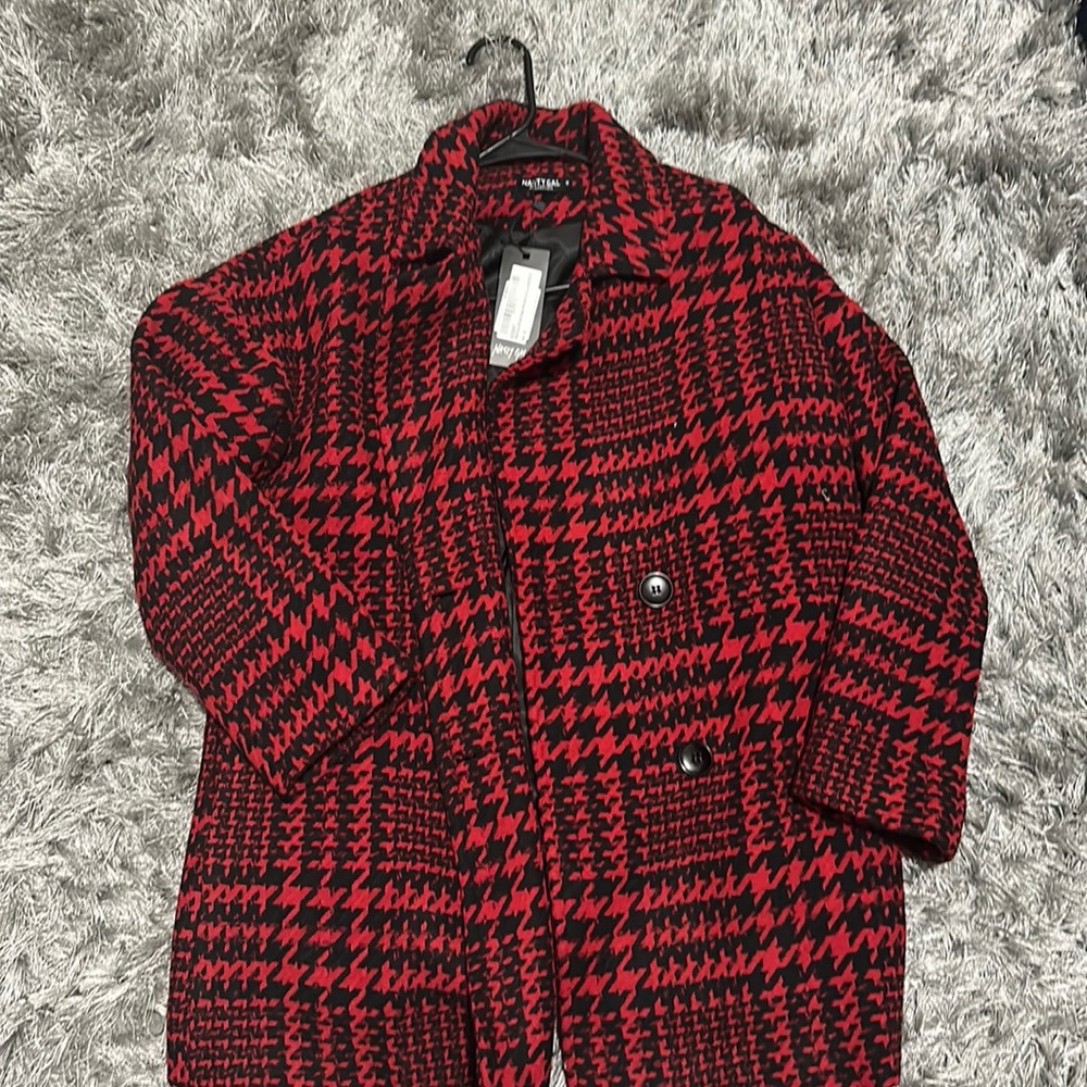 NWT Wool Out All the Stops Houndstooth Jacket red and black